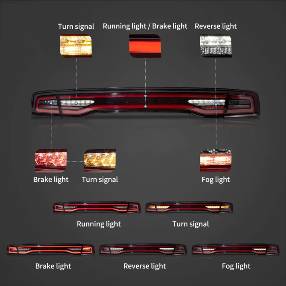 Vland LED Tail Lights Assembly Full LED W/Start-Up for 2011-2014 Dodge Charger