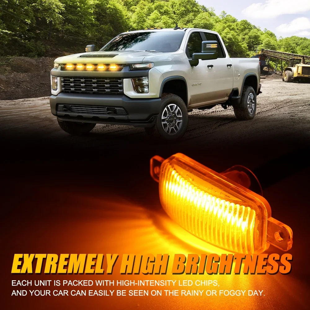 Auxbeam LED Front Grille Lights Raptor Style Amber Light Universal Car