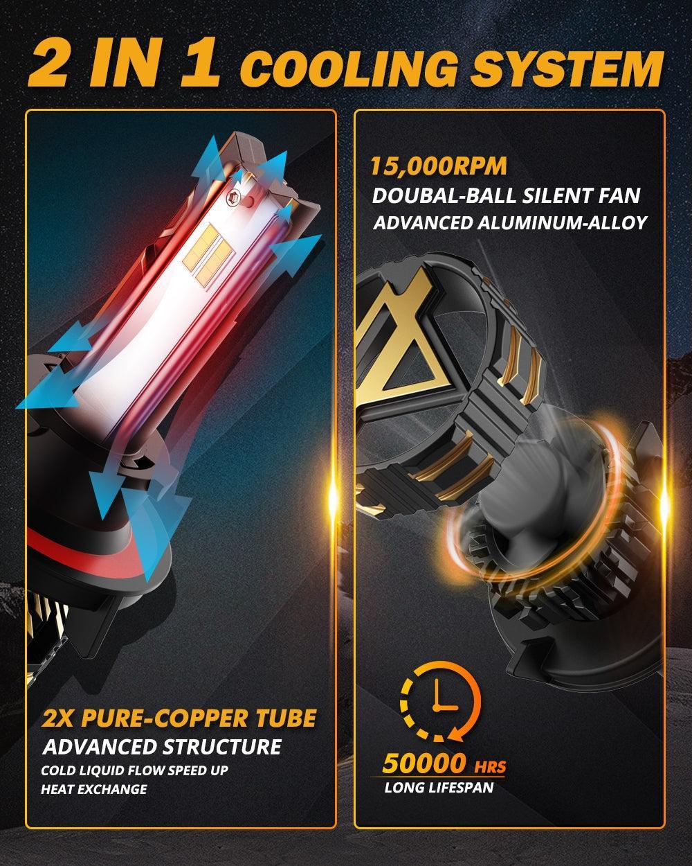 Auxbeam Bulb H13 LED Headlight Bulbs for 2007-2012 Ford Mustang Base