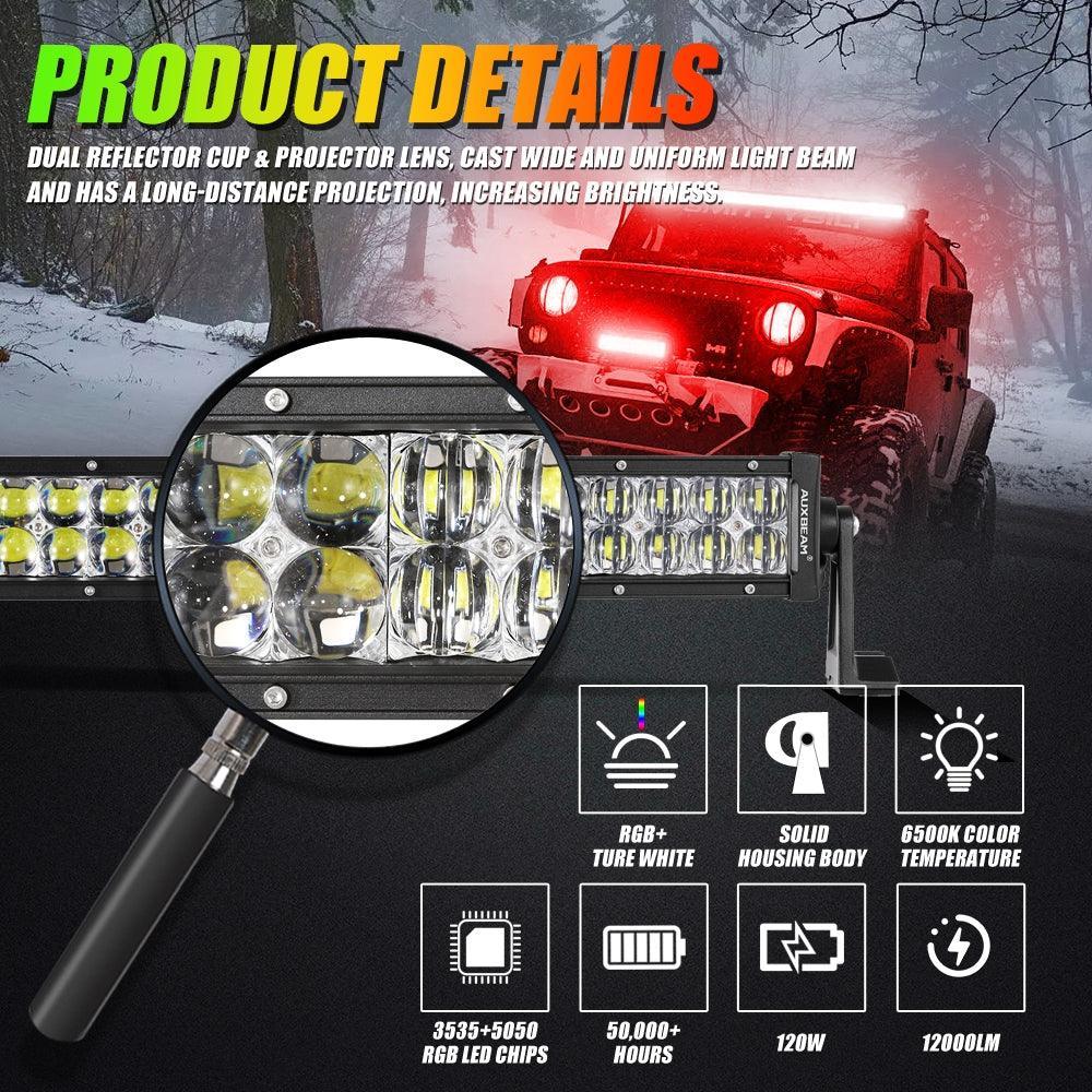 Auxbeam 22 Inch V-PRO Series Straight RGBW Color Changing Off Road Led Light Bar