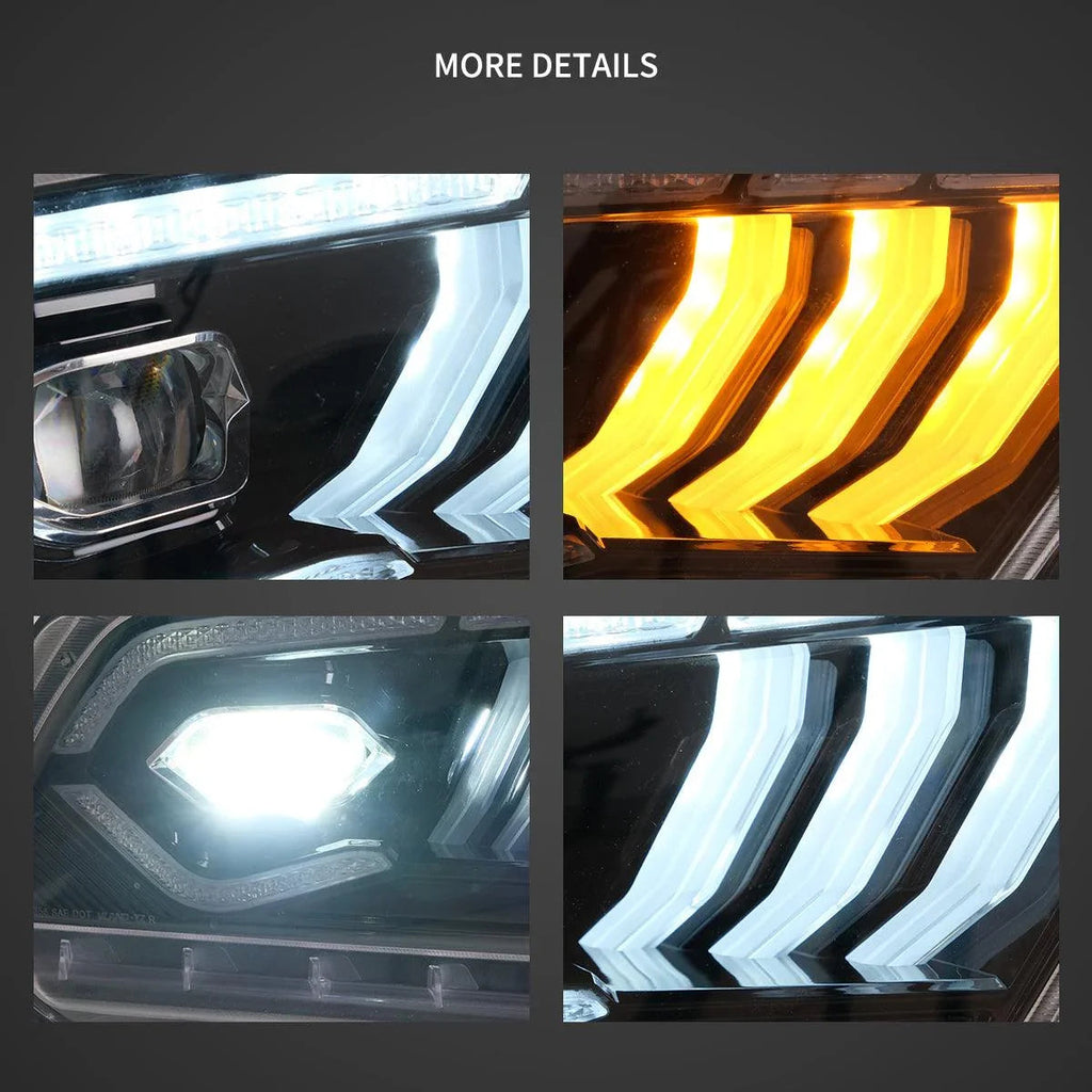 Vland DOT Approved LED Headlight for 2010-2014 Ford Mustang 5th Gen Facelifted