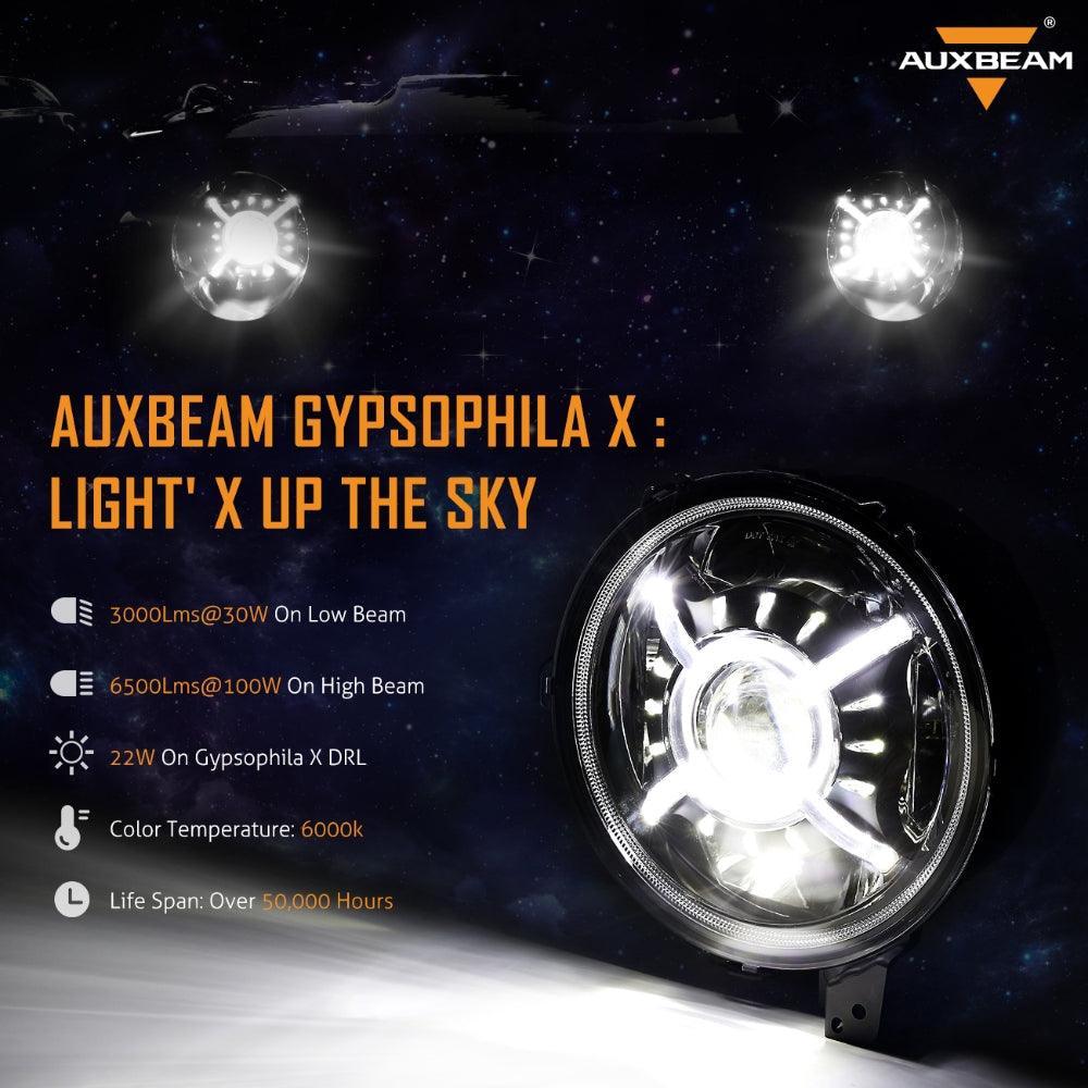 Auxbeam 9'' Round 100W LED Headlights for 2018-2022 Jeep Wrangler JL, 2019-2022