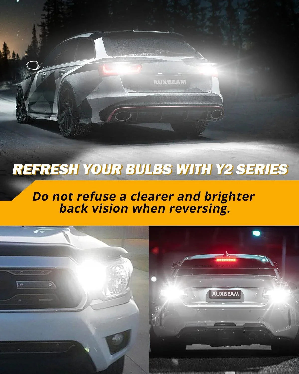 Auxbeam T20 7443 7440 LED Backup Reverse/Turn Signal/Brake Tail Light Bulbs 14W