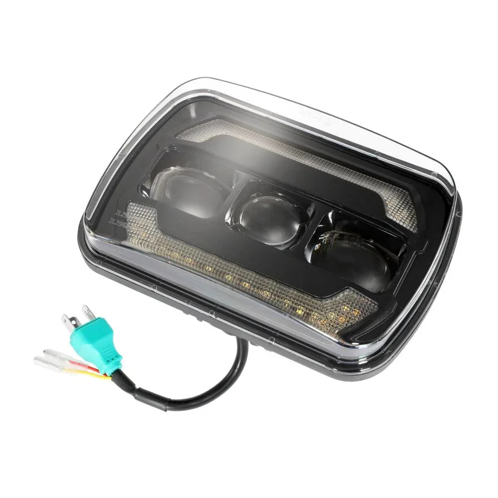 Auxbeam 7x6 Inch Sealed Beam LED Headlights with Hi-Lo Beam Yellow Turn Signal