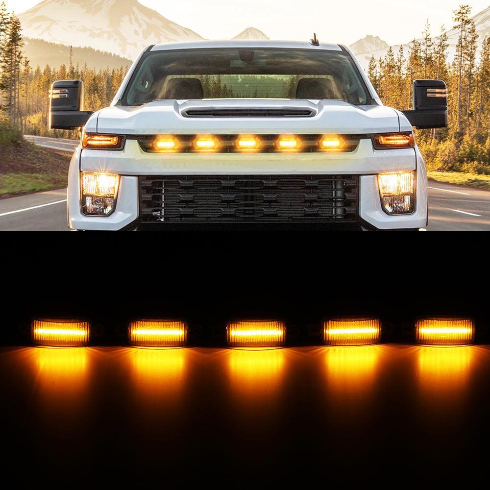 Auxbeam LED Front Grille Lights Raptor Style Amber Light Universal Car