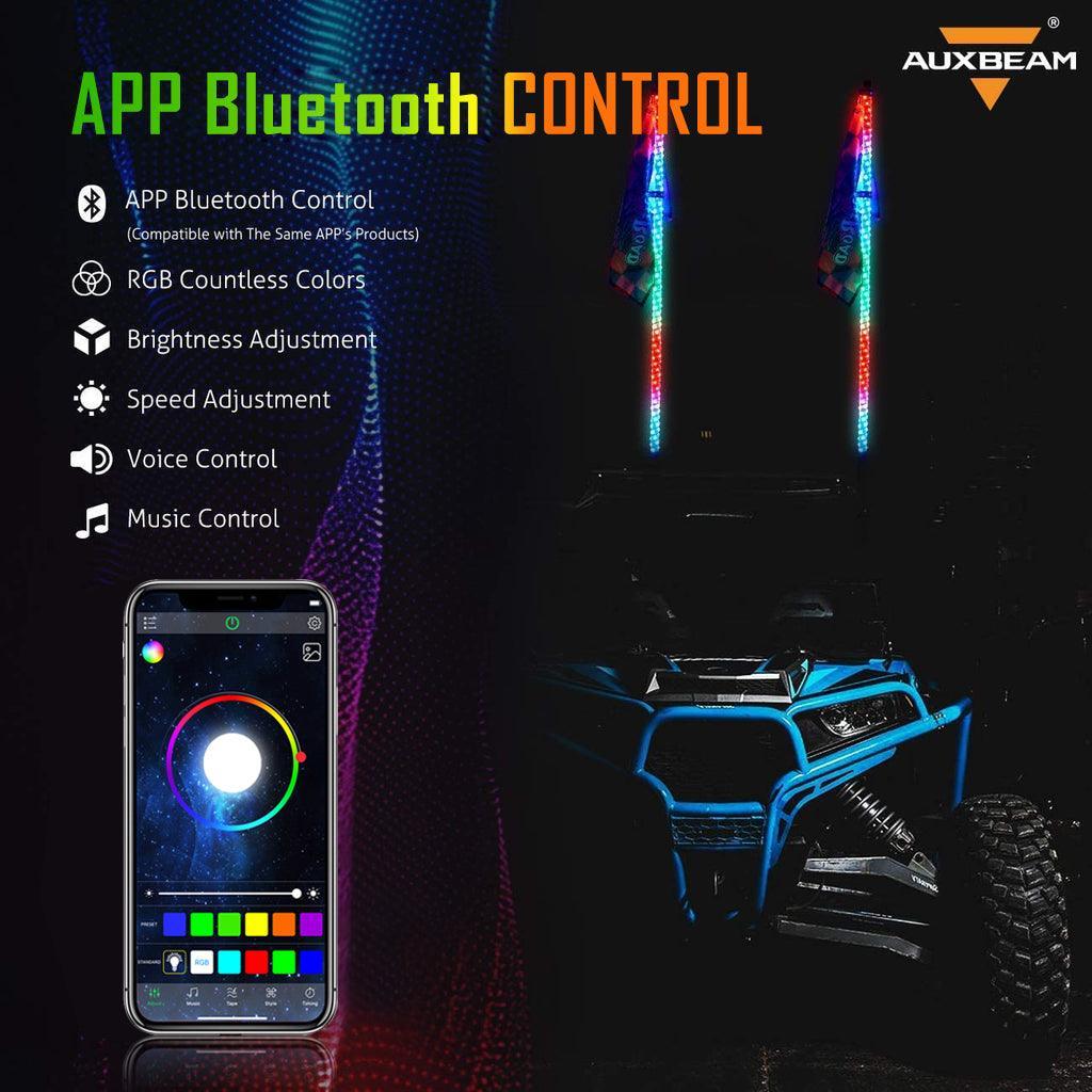 Auxbeam 3FT/4FT LED RGB Whip Lights