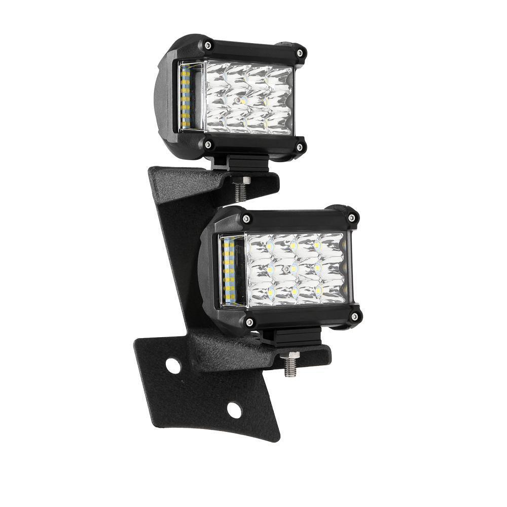 Auxbeam 2pcs Black Dual A-Pillar Light Lower for 2007-2017 Jeep Wrangler JK