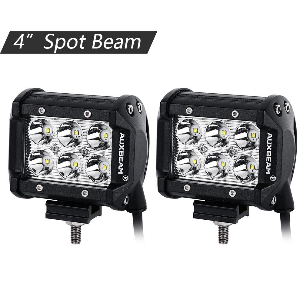 Auxbeam 52" Straight LED Light Bar & 4" LED PODS for Jeep Wrangler JK 2007~2017