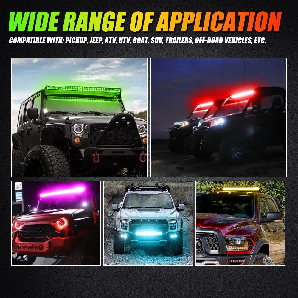 Auxbeam 22 Inch V-PRO Series Straight RGBW Color Changing Off Road Led Light Bar