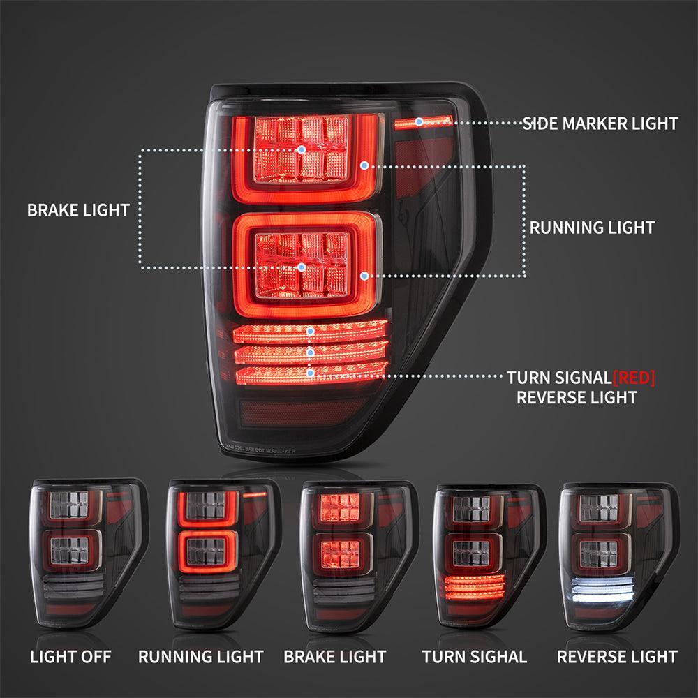Vland LED Tail Lights Assembly for 2009-2014 Ford F150 12th Gen (P415)