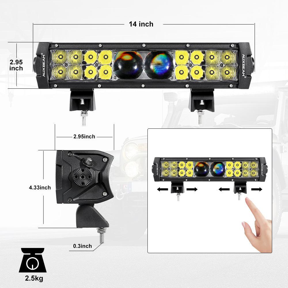 Auxbeam 12 Inch 5D-PRO Series Spot Beam Off Road Led Light Bar+Universal
