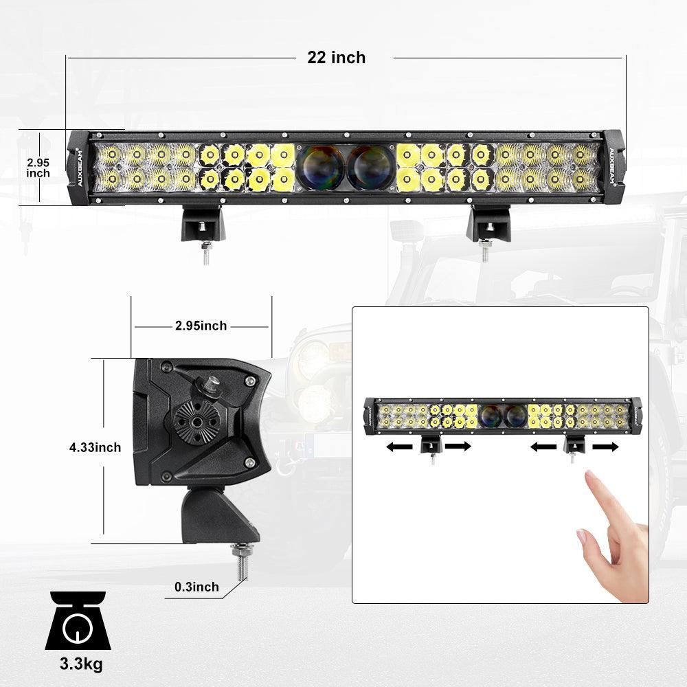 Auxbeam 22 Inch 5D-PRO Series Spot Beam Off Road Led Light Bar+Universal
