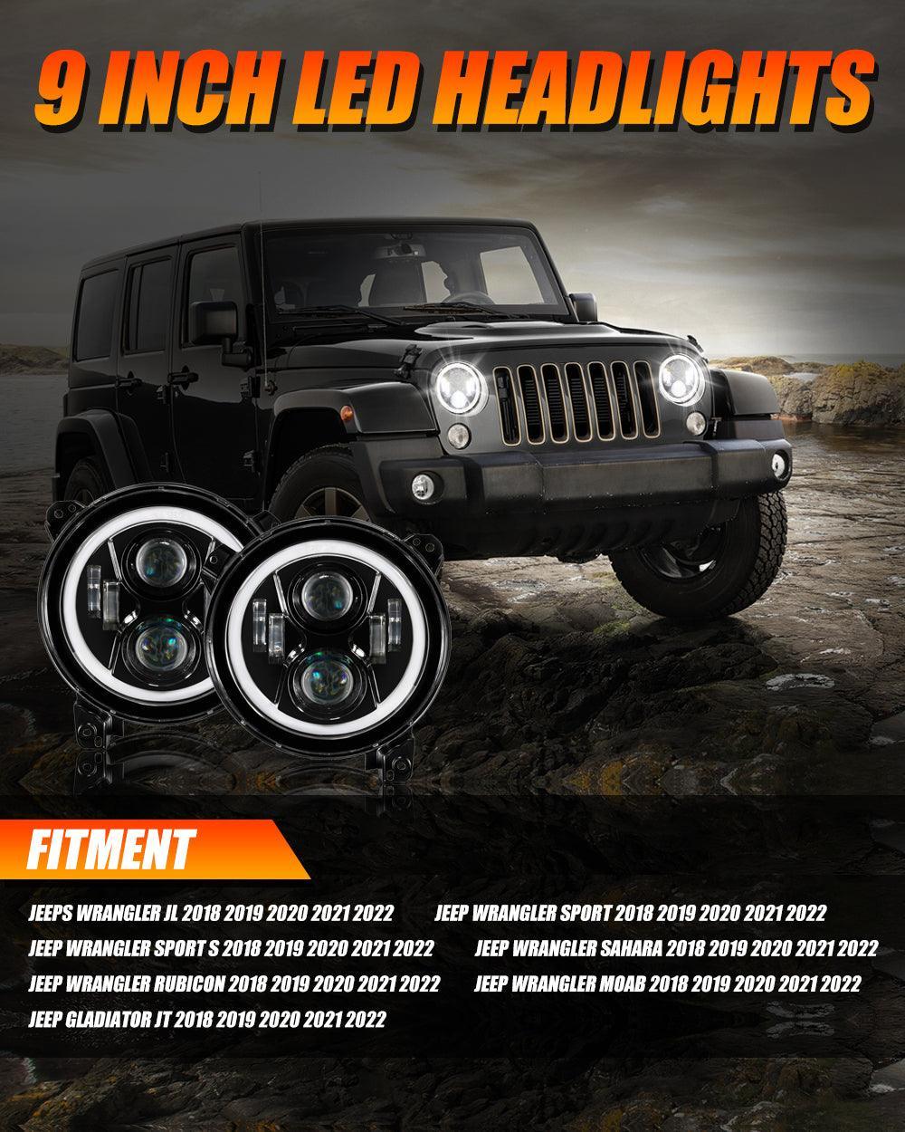 Auxbeam 9 Inch LED Headlights for Jeeps Wrangler JL Jeep Gladiator JT 2018-2022