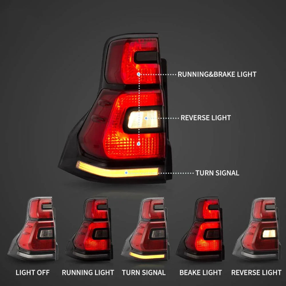 Vland LED Tail Lights Assembly for 2010-2016 Toyota Land Cruiser Prado 4th Gen