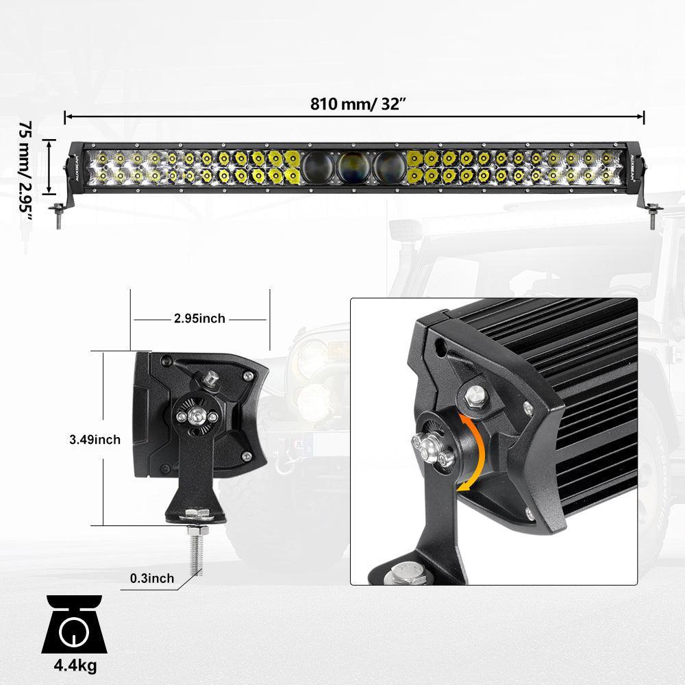 Auxbeam 32 Inch 5D-PRO Series 33000LM Spot Beam Off Road Led Light Bar