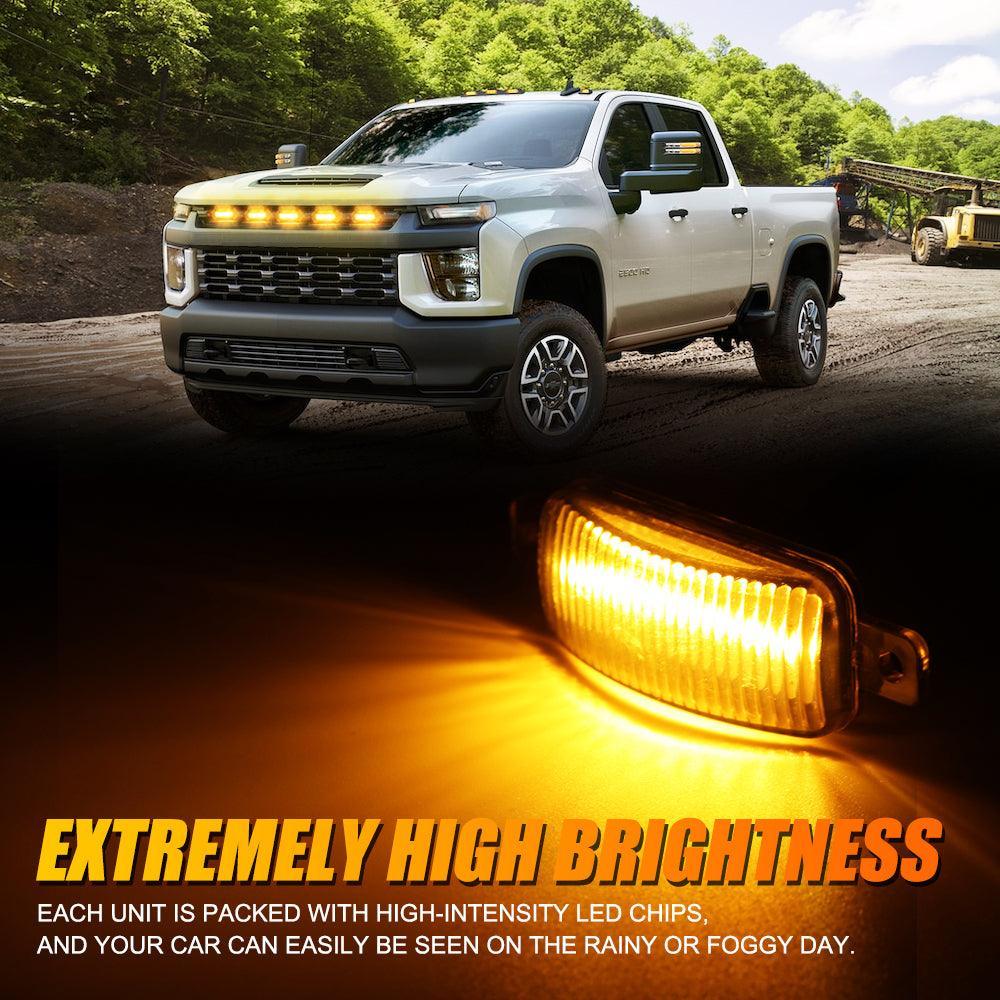 Auxbeam LED Front Grille Lights Raptor Style Amber Light Universal Car