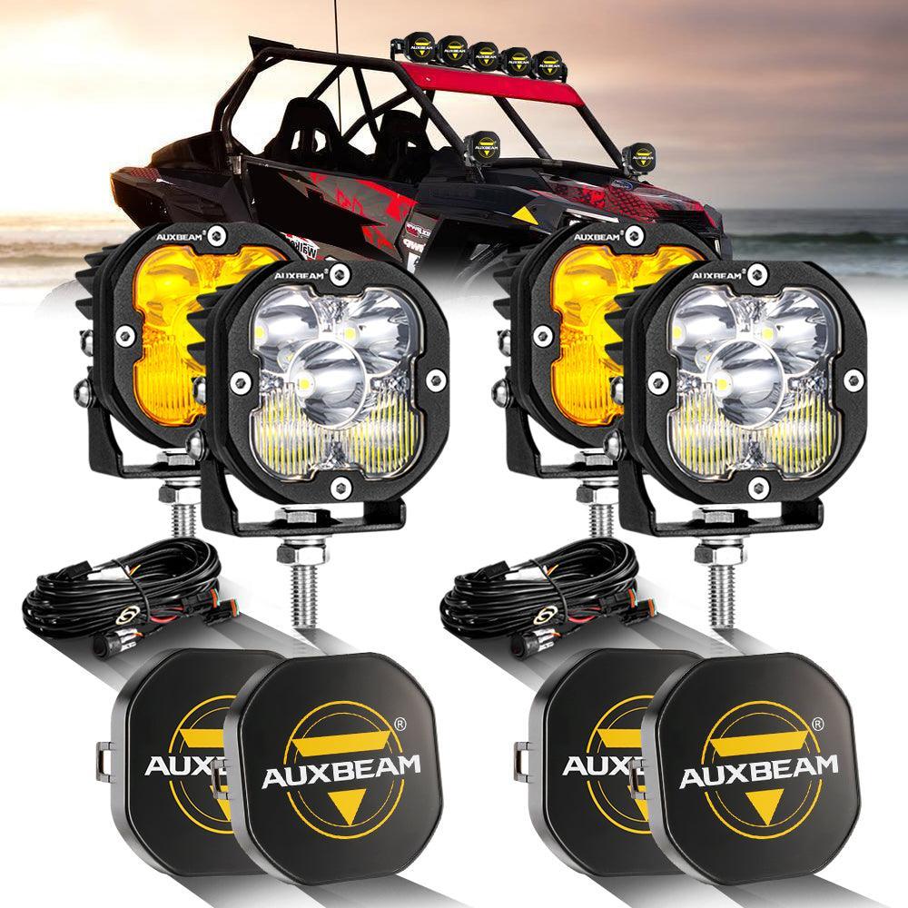 Auxbeam 3 Inch 80W LED Pods Lights White&Amber for ATV UTV SIDE BY SIDE 4X4