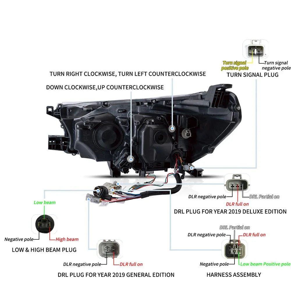 Vland LED Headlight Assembly Dual Beam for 2015-2020 Toyota Hilux SR5 8th Gen