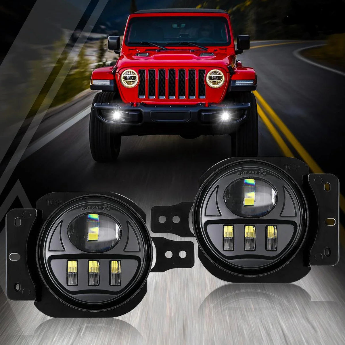Auxbeam 30W 4 Inch LED Fog Lights for Jeep Wrangler JL JLU 2018-2021, Jeep