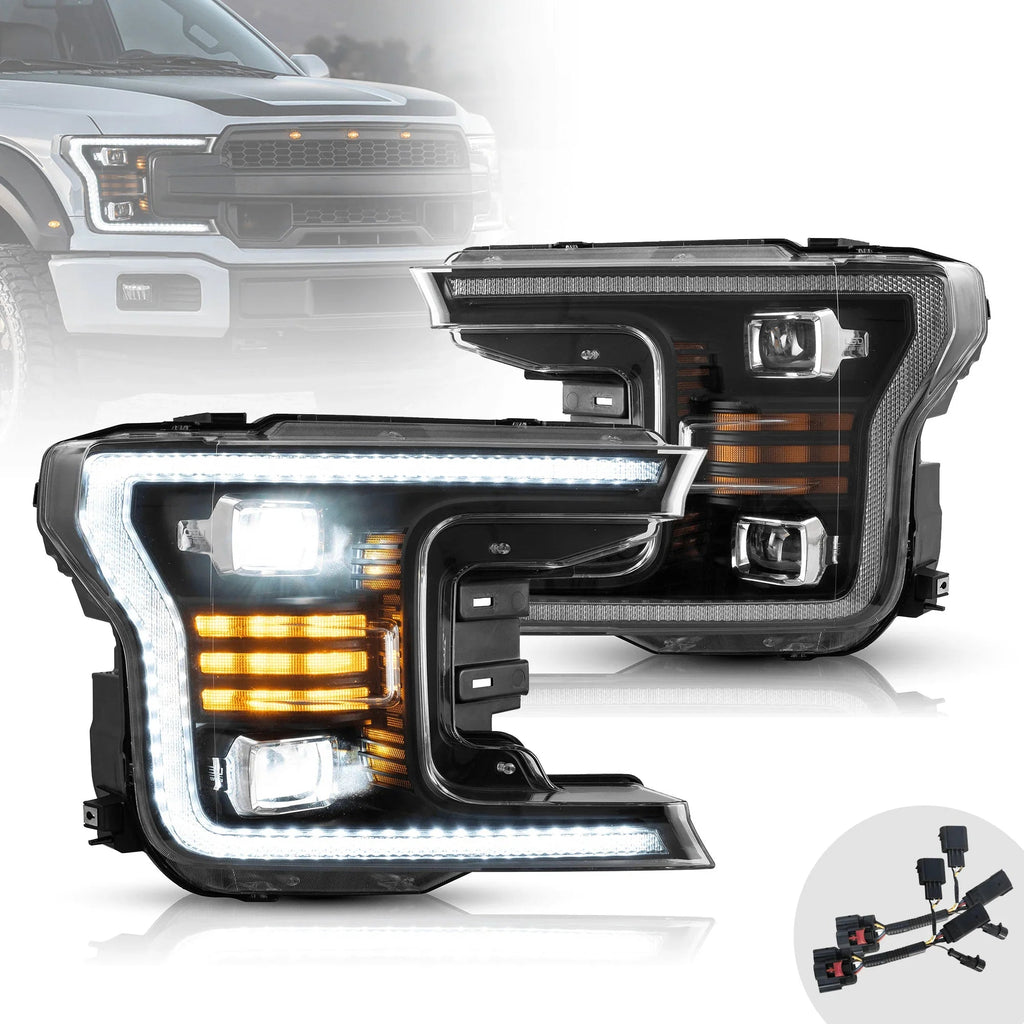 Vland LED Headlight Assembly Dual Beam for 2018-2020 Ford F150 13th Gen