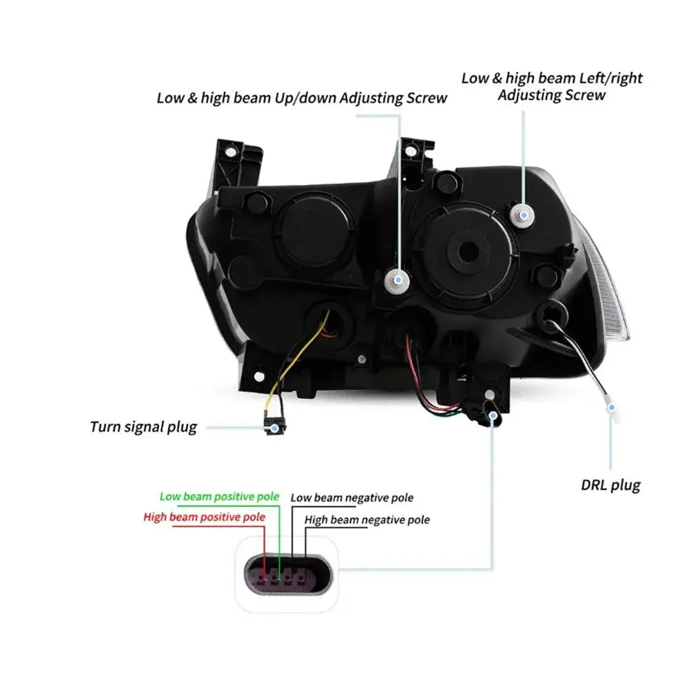Vland LED Headlight Assembly RGB Dual Beam for 2011-2014 Dodge Charger(LD)