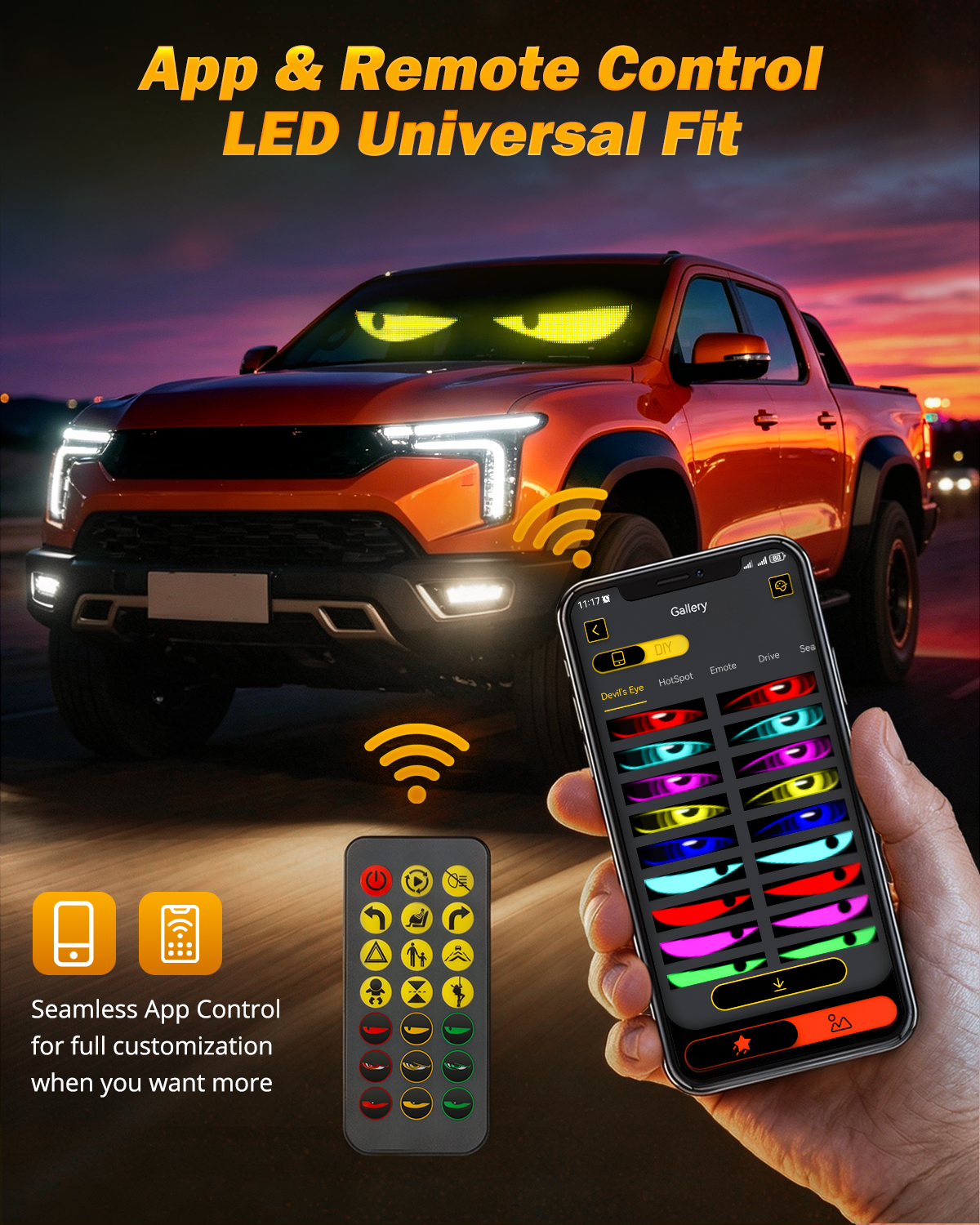 Auxbeam Two-Pack Devil's Eye Atmosphere Light Flexible Programmable USB APP
