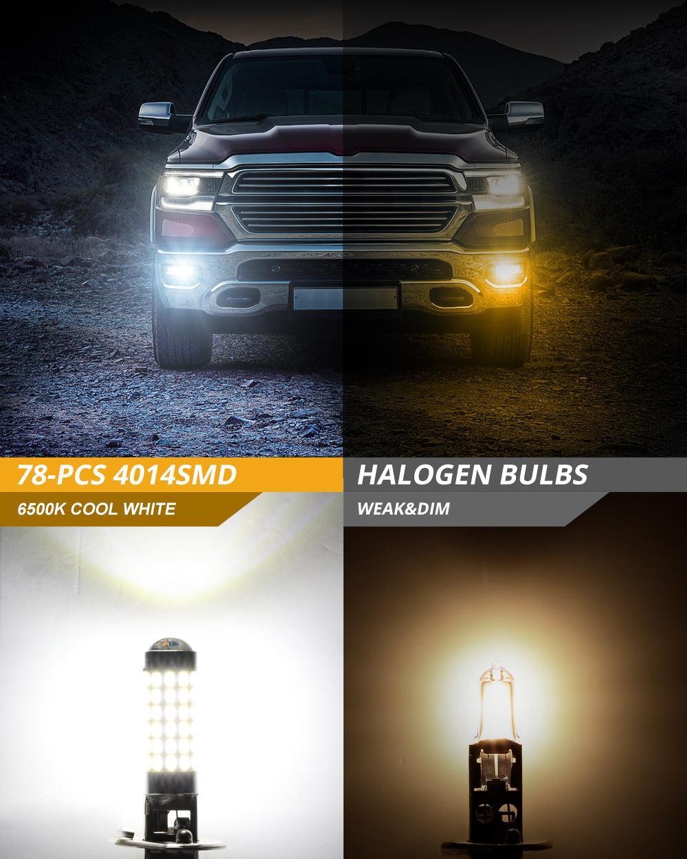 Auxbeam H1 LED Fog Light/DRL Bulbs 6W 2000ML 6500K White - 2 Bulbs