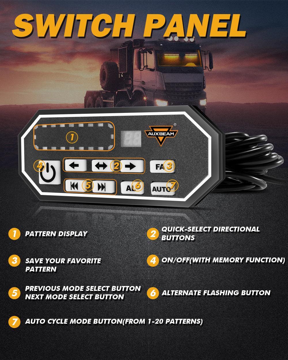 Auxbeam 17" Dual Windshield Dash Strobe Light Bars 20 Flashing Patterns