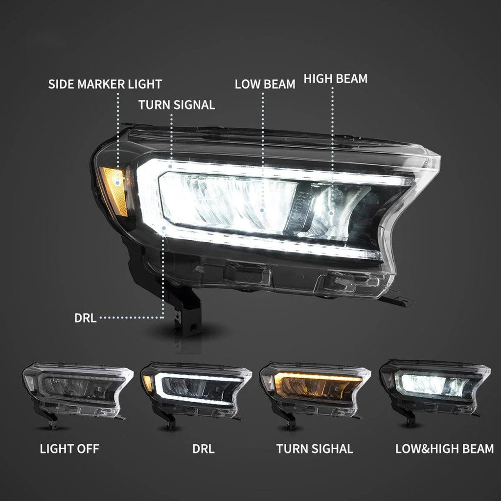 Vland LED Headlight Assembly Matrix for 2016-2021 Ford Ranger 3rd Gen P375