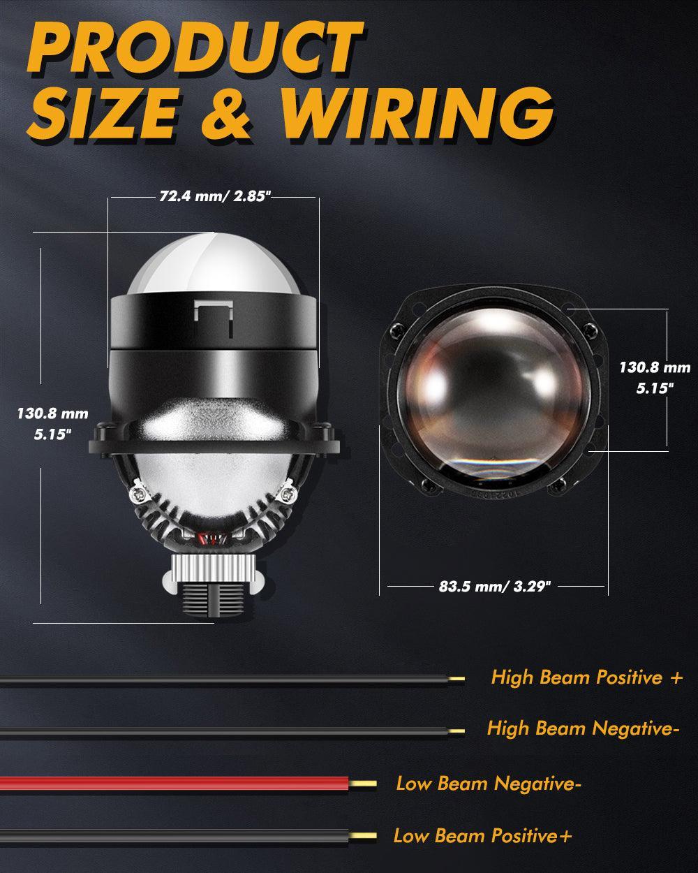Auxbeam 2.5 Inch 80W 6000K Bi-LED Projector Lens Headlight S8 Series