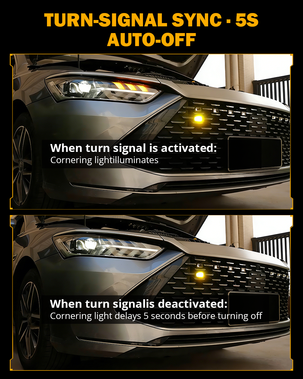 Auxbeam 0.8'' 3000K Yellow Bi-LED Projector 45° Turning-Assist Grille Light