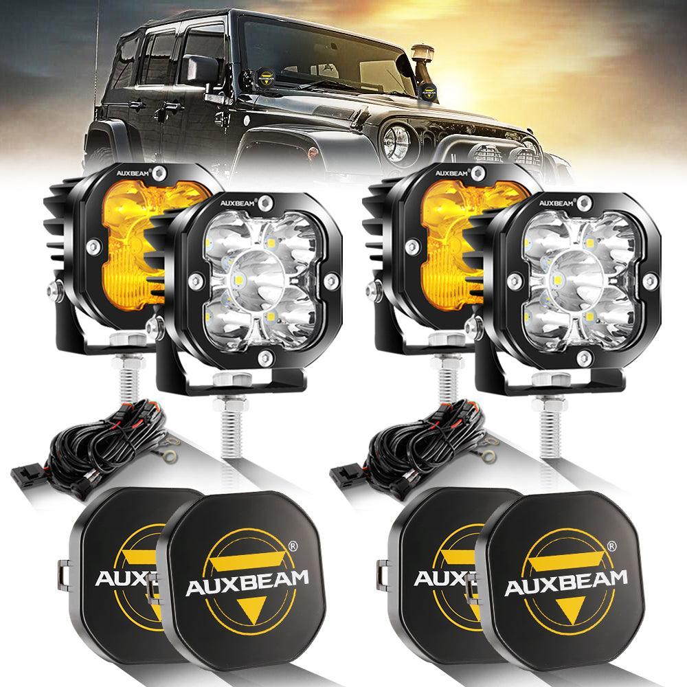 3 Inch 80W 9600LM LED Pods Lights White&Amber for JEEP