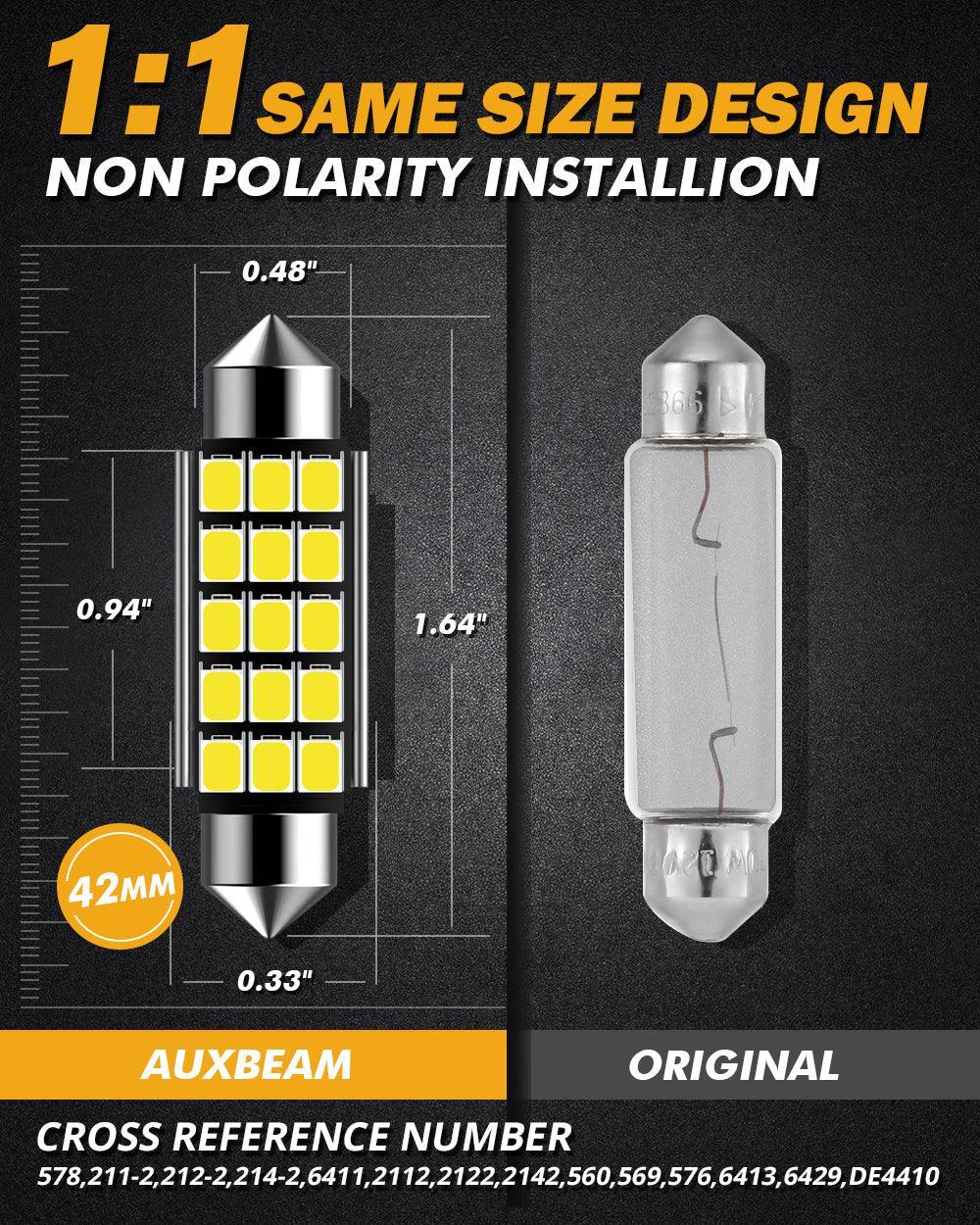 Auxbeam 41MM 578 211-2 212-2 214-2 1.61" Festoon LED Interior/Dome/Map/License