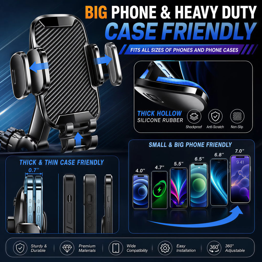 YOOVEE 3-in-1 Universal Car Phone Holder - Heavy-Duty Dash, Windshield & Vent Mount