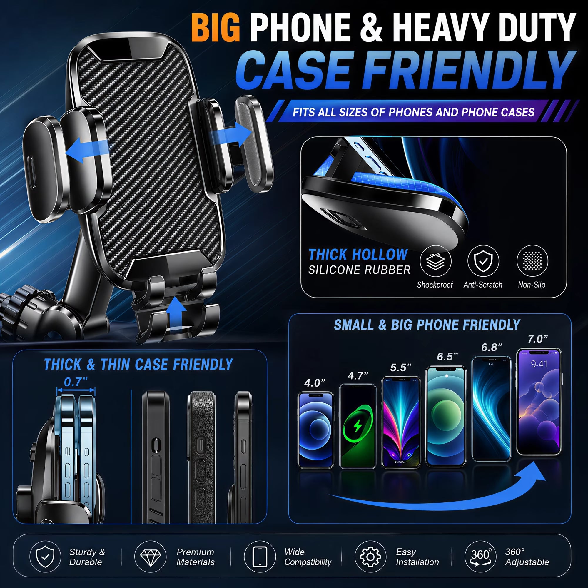 YOOVEE 3-in-1 Universal Car Phone Holder - Heavy-Duty Dash, Windshield & Vent Mount