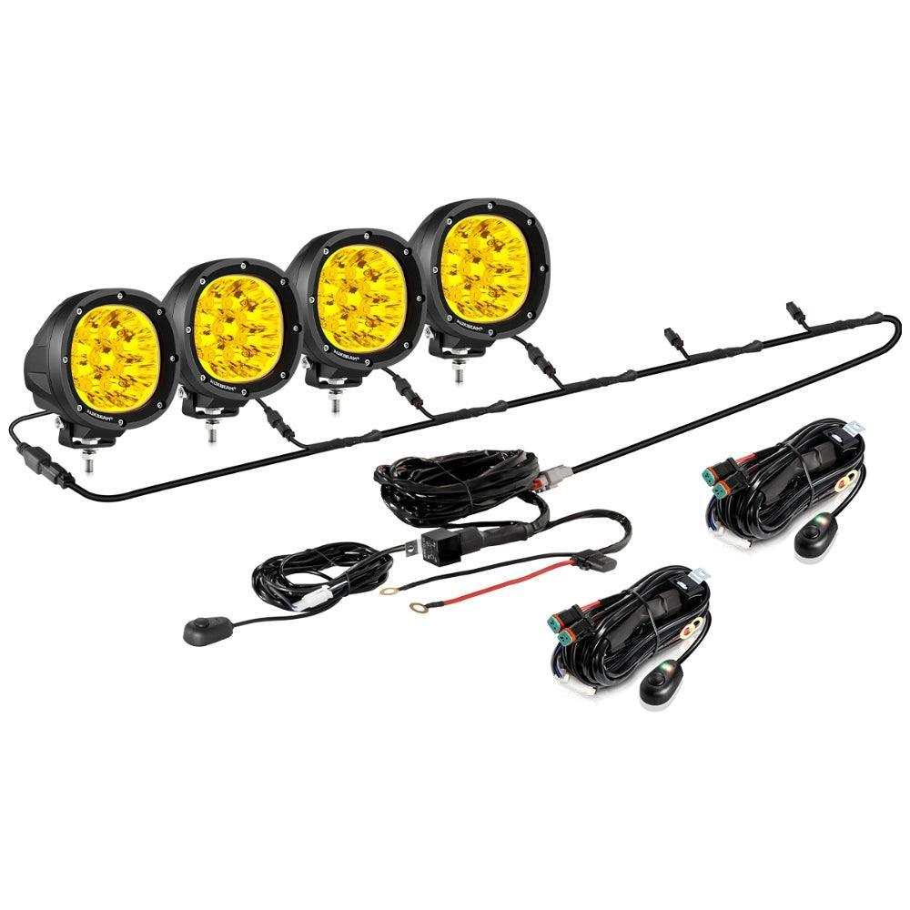 Auxbeam P4 Series 4 Inch 90W Round LED Driving Lights Spot Amber Pod Lights
