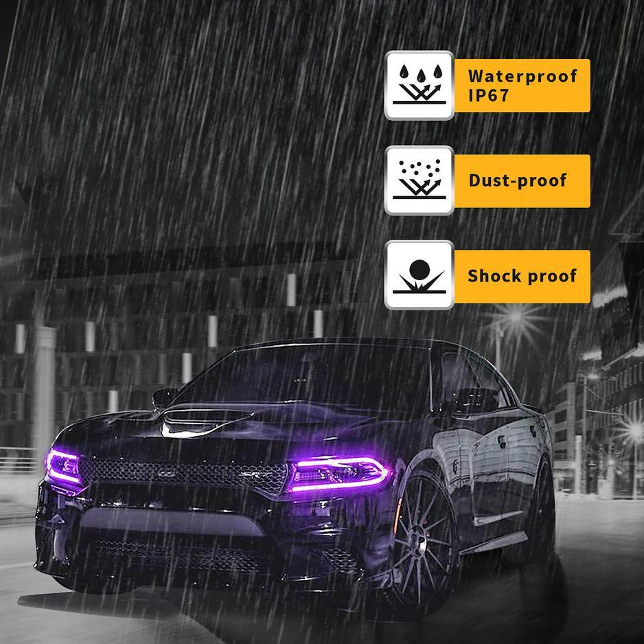 Vland LED Headlight Assembly RGB Style for 2015-2023 Dodge Charger 7th Gen (LD)