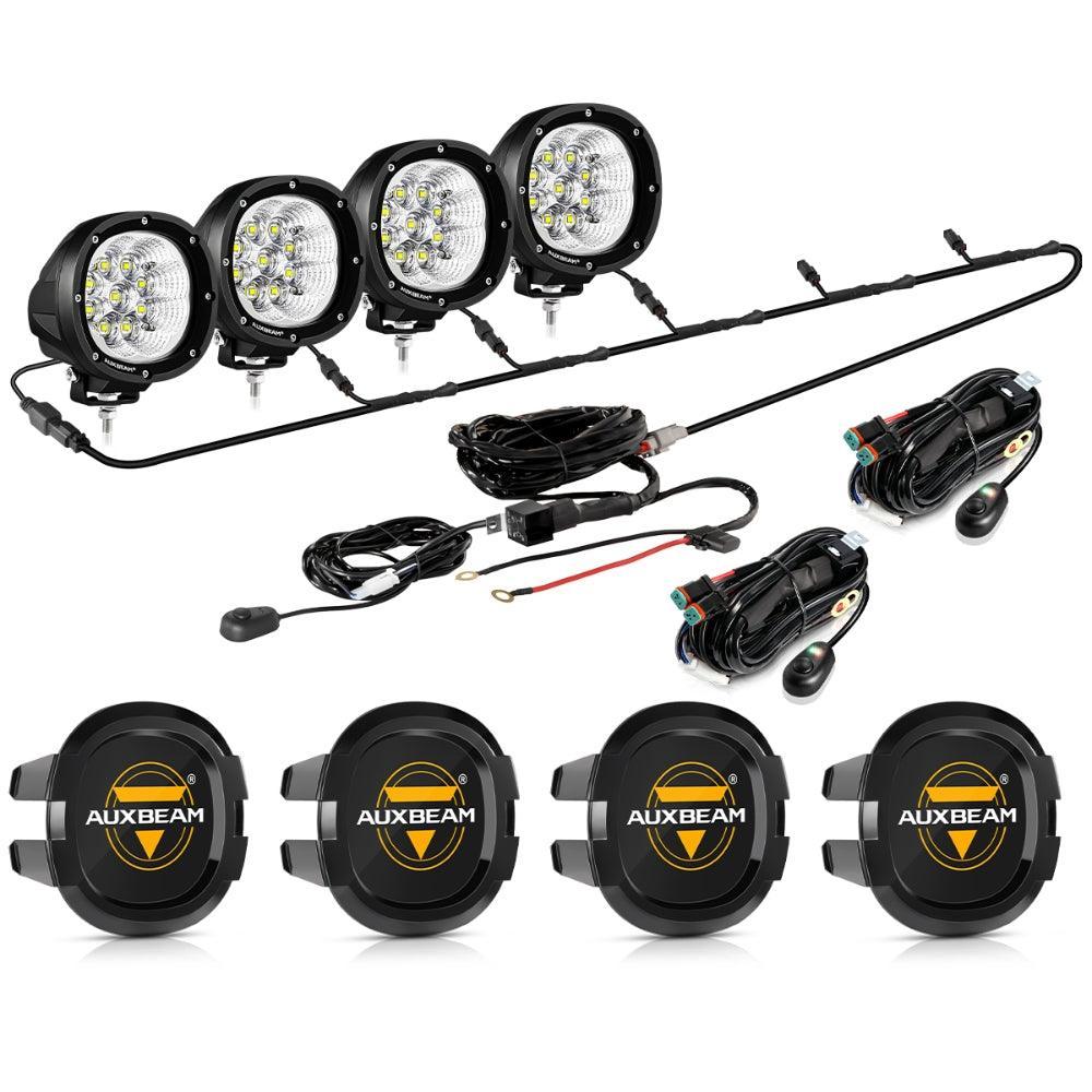 Auxbeam P4 Series 4 Inch 90W Round LED Driving Lights Flood White Pod Lights