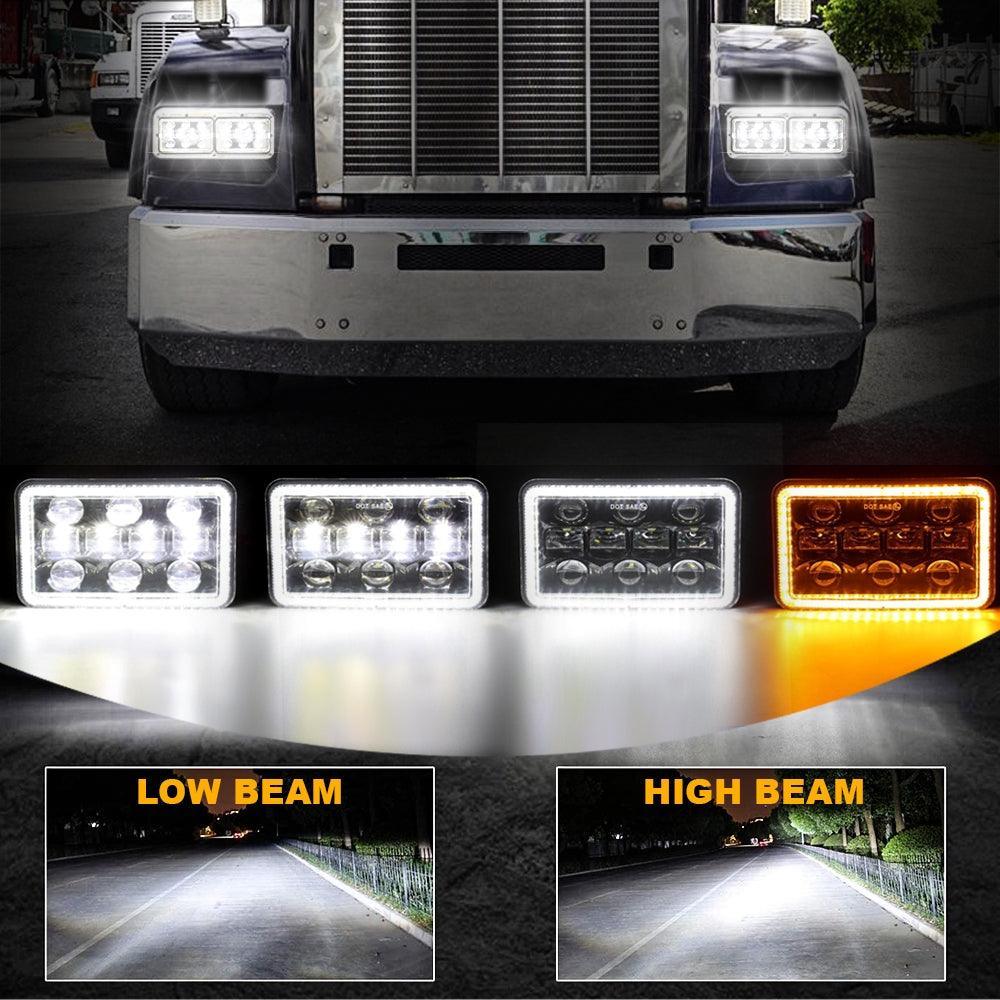 Auxbeam 4x6 inch Sealed Beam LED Headlight with Hi/Low Beam DRL Turn Signal