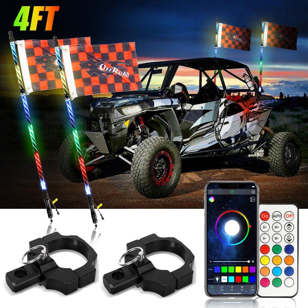 Auxbeam 3FT/4FT LED RGB Whip Lights