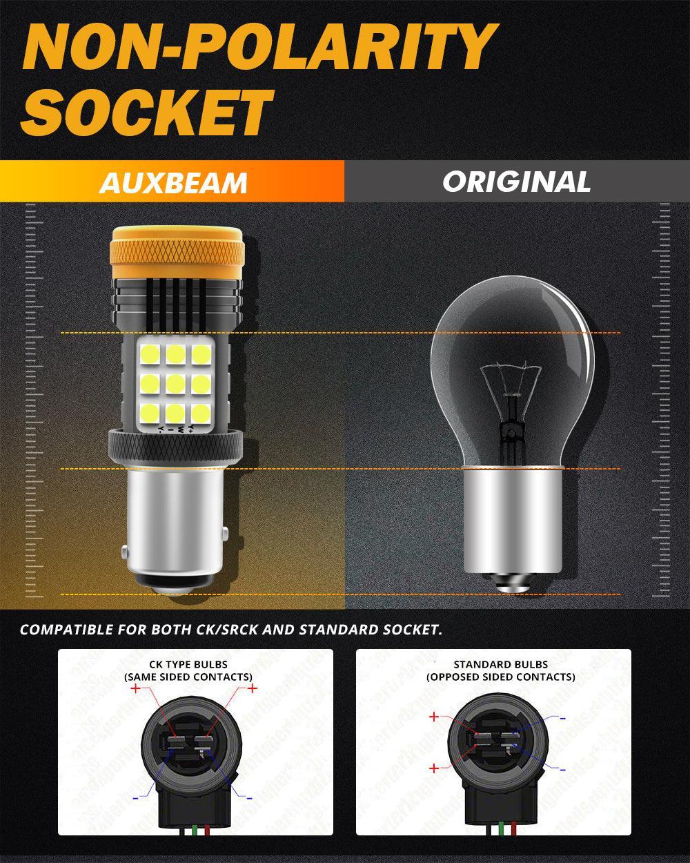 Auxbeam 1157 BAY15D 1156 BA15S BAU15S White Amber Red No Hyper Flash LED Turn