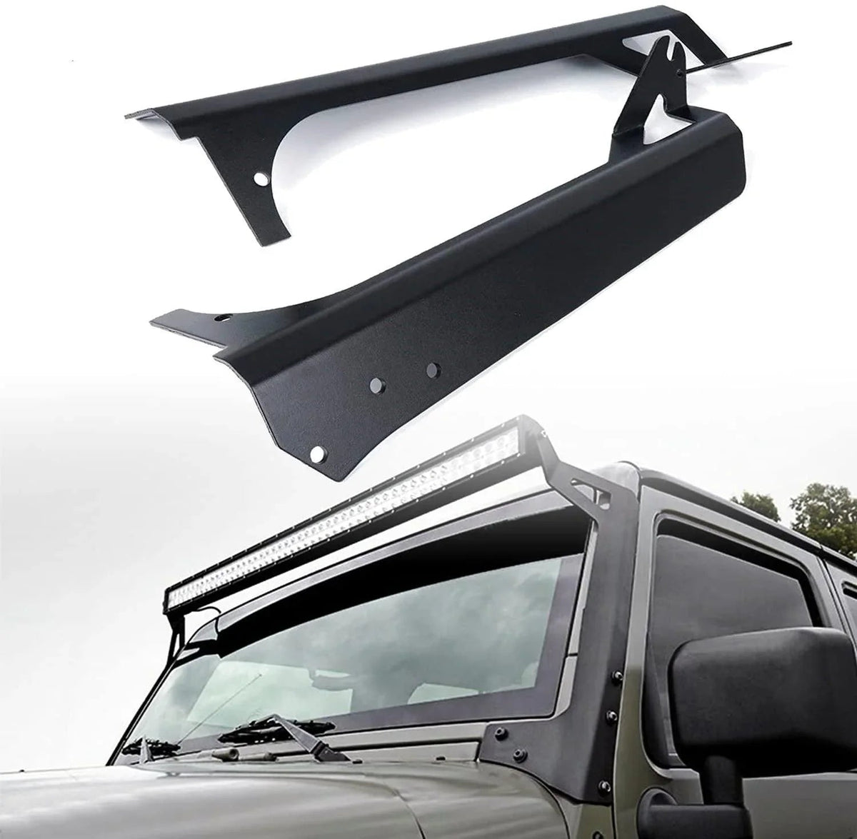 Auxbeam 52" Straight Light Bar Windshield for 1997-2006 Jeep Wrangler TJ