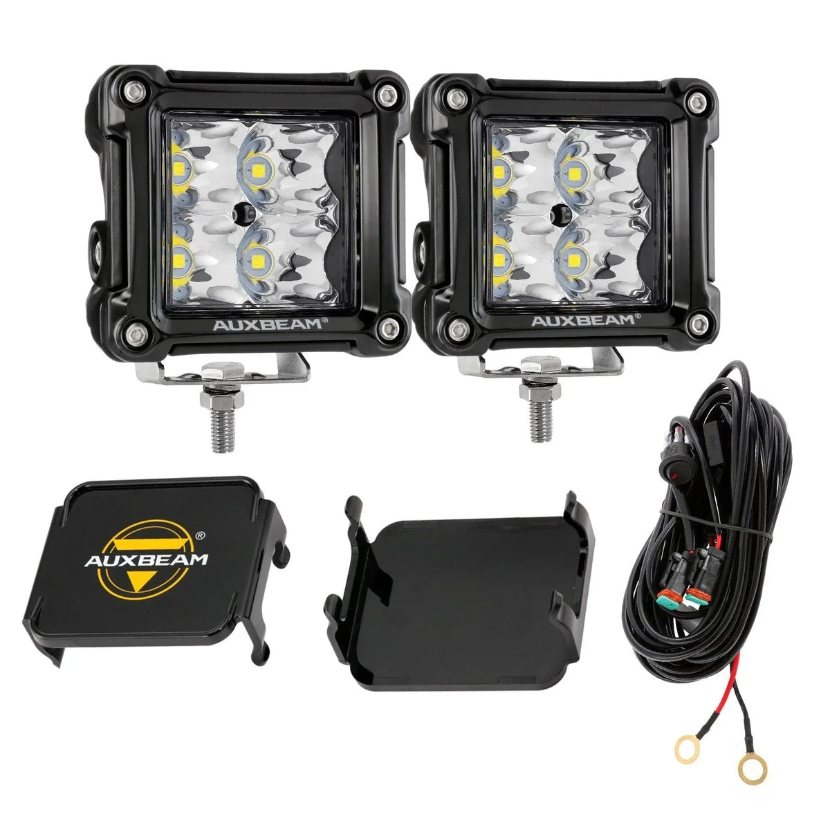 Auxbeam 3" 40W LED Pods Light Spot/Flood Multicolor frame with wiring harness