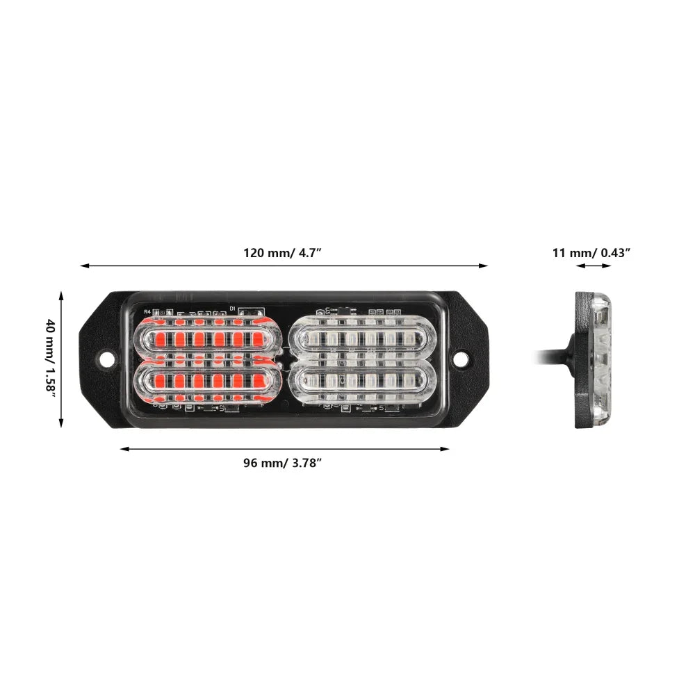Auxbeam 12LED/24LED Emergency Surface Mount Grill Strobe Light (4 Pcs)