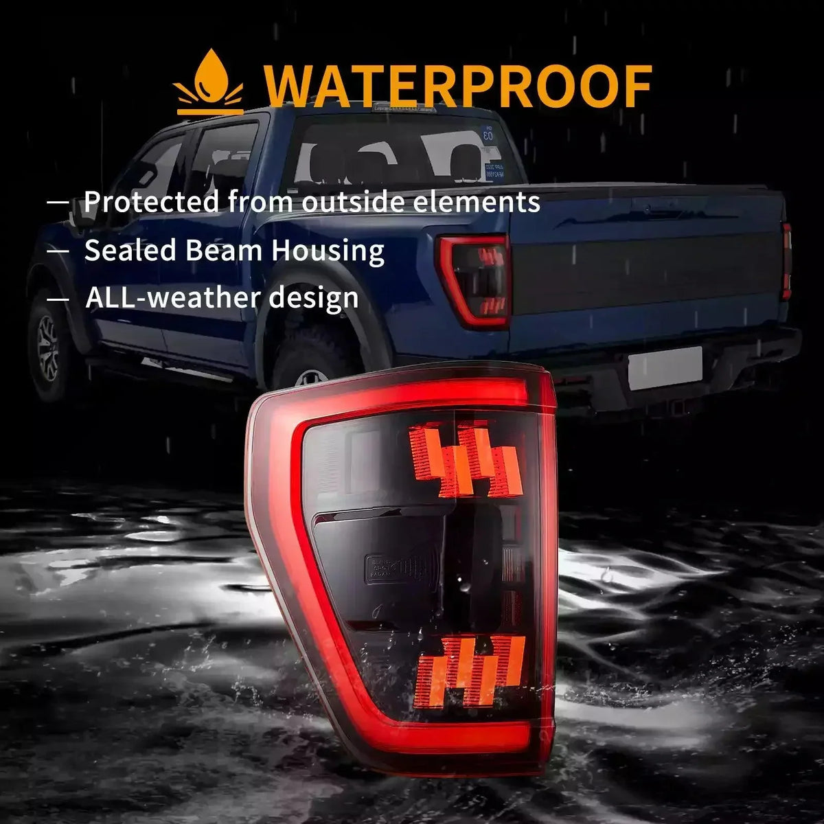 Vland LED Tail Light Assemly with Full LED for 2021-2023 Ford F150