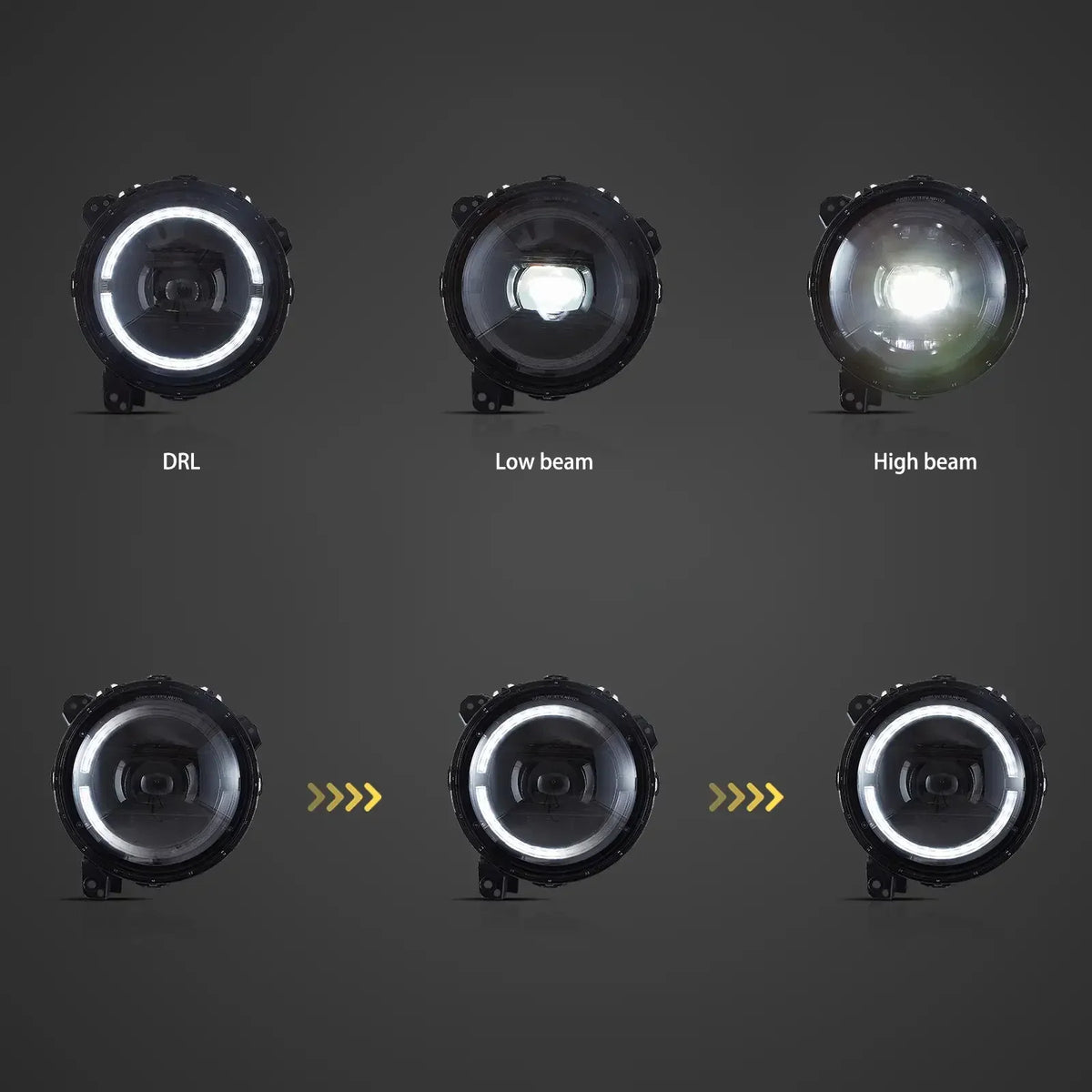 Vland Full LED Headlight Assembly w/ Animation for 2018+ Jeep Wrangler JL/JT
