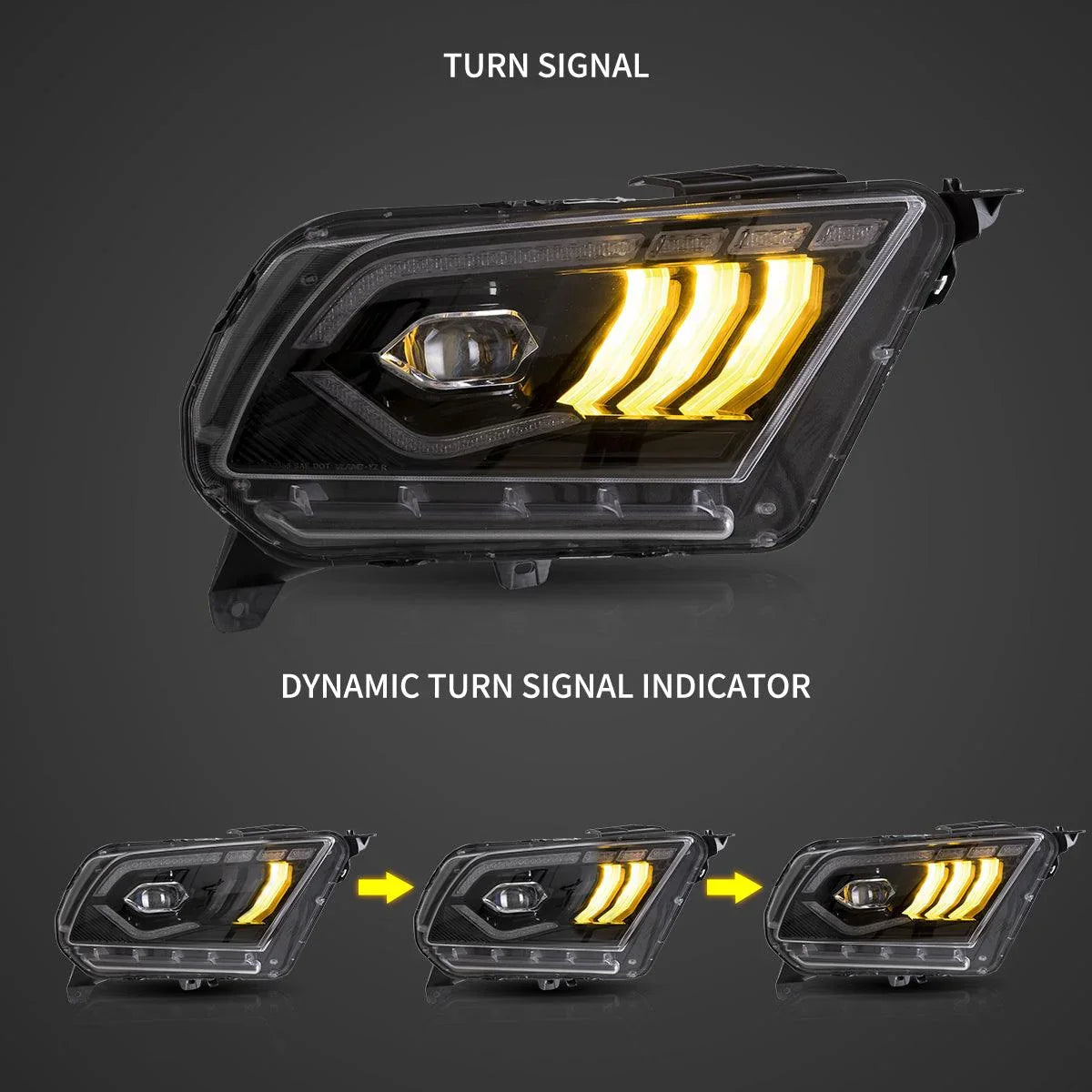 Vland DOT Approved LED Headlight for 2010-2014 Ford Mustang 5th Gen Facelifted