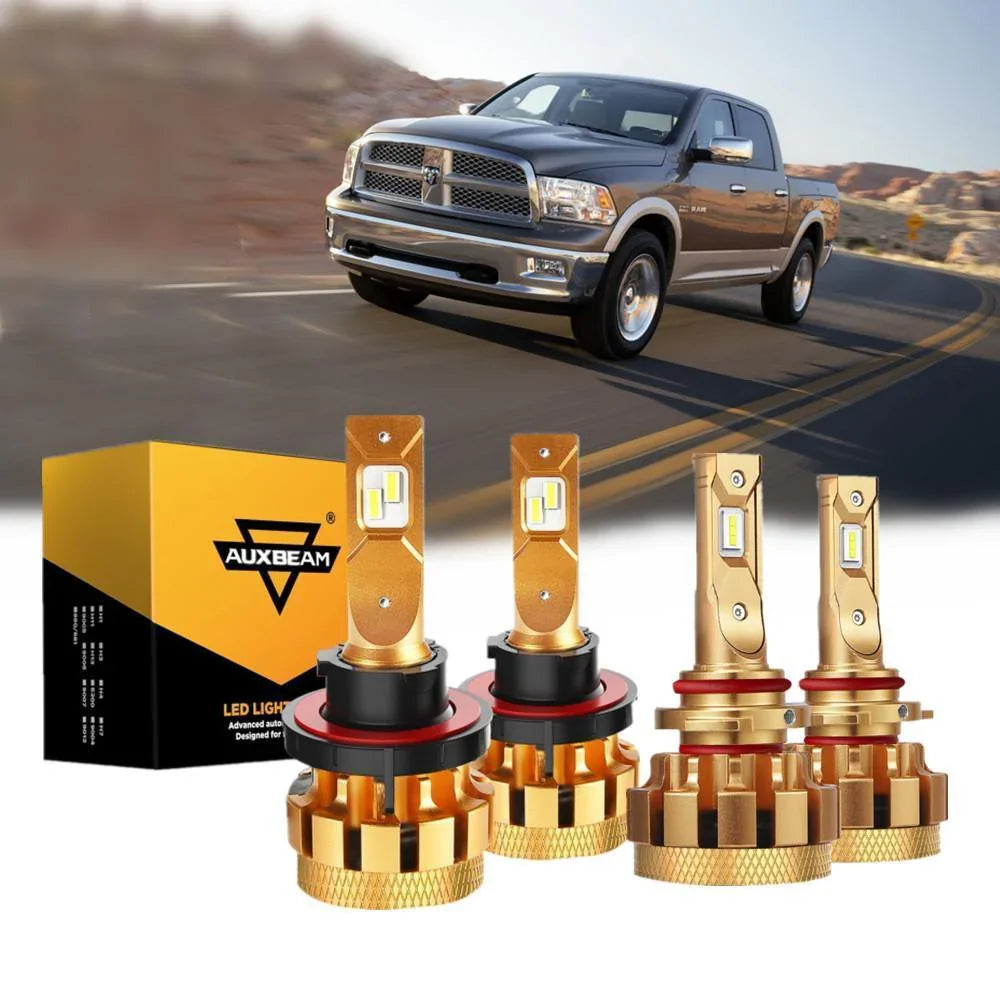 Auxbeam F-16 Plus Series LED High/Low Beam Bulb Bundle for 2010 Dodge Ram 3500