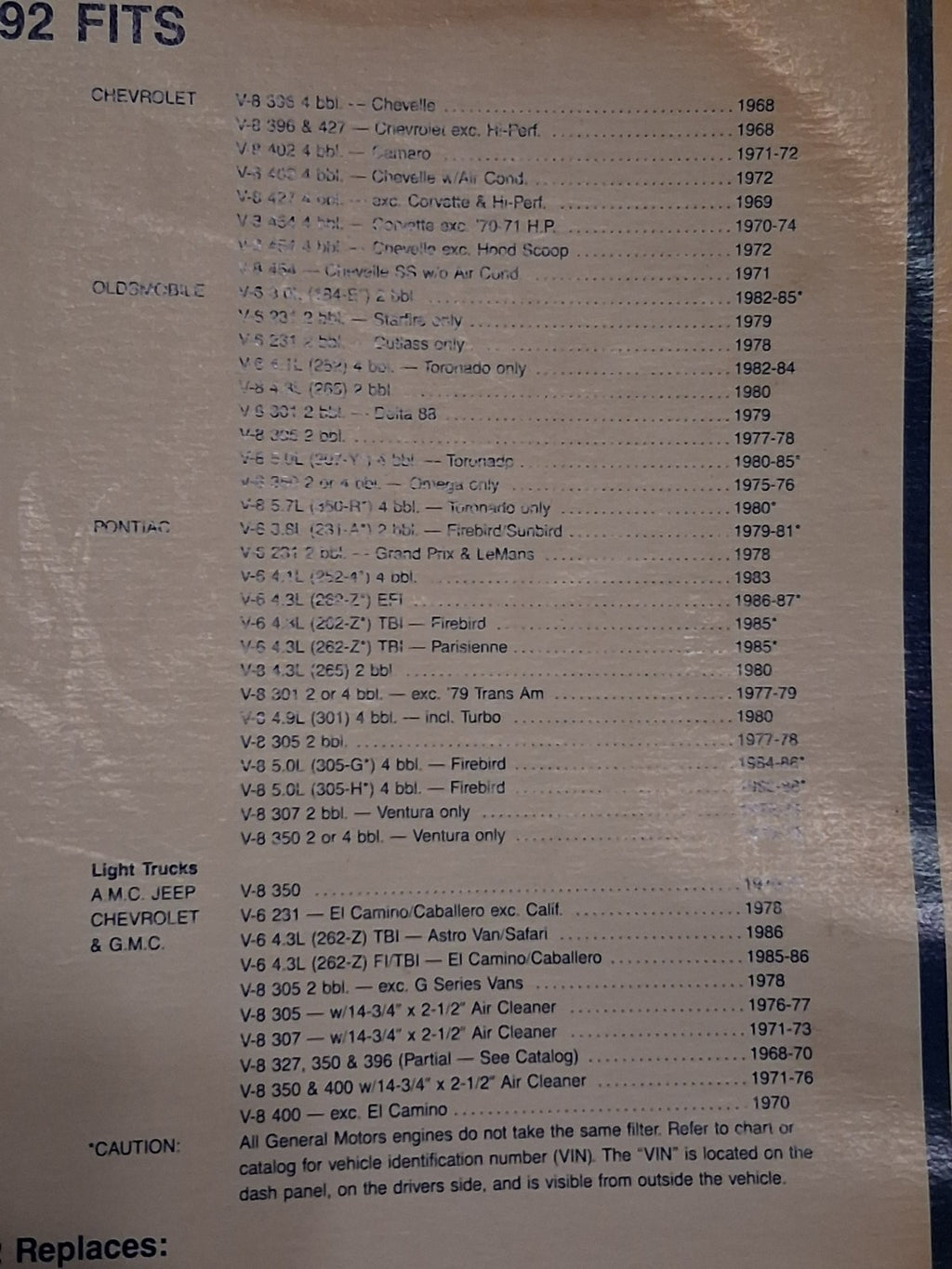 Purolator AFP92 Engine Air Filter - Cross Ref FRAM CA327 GM V6 V8