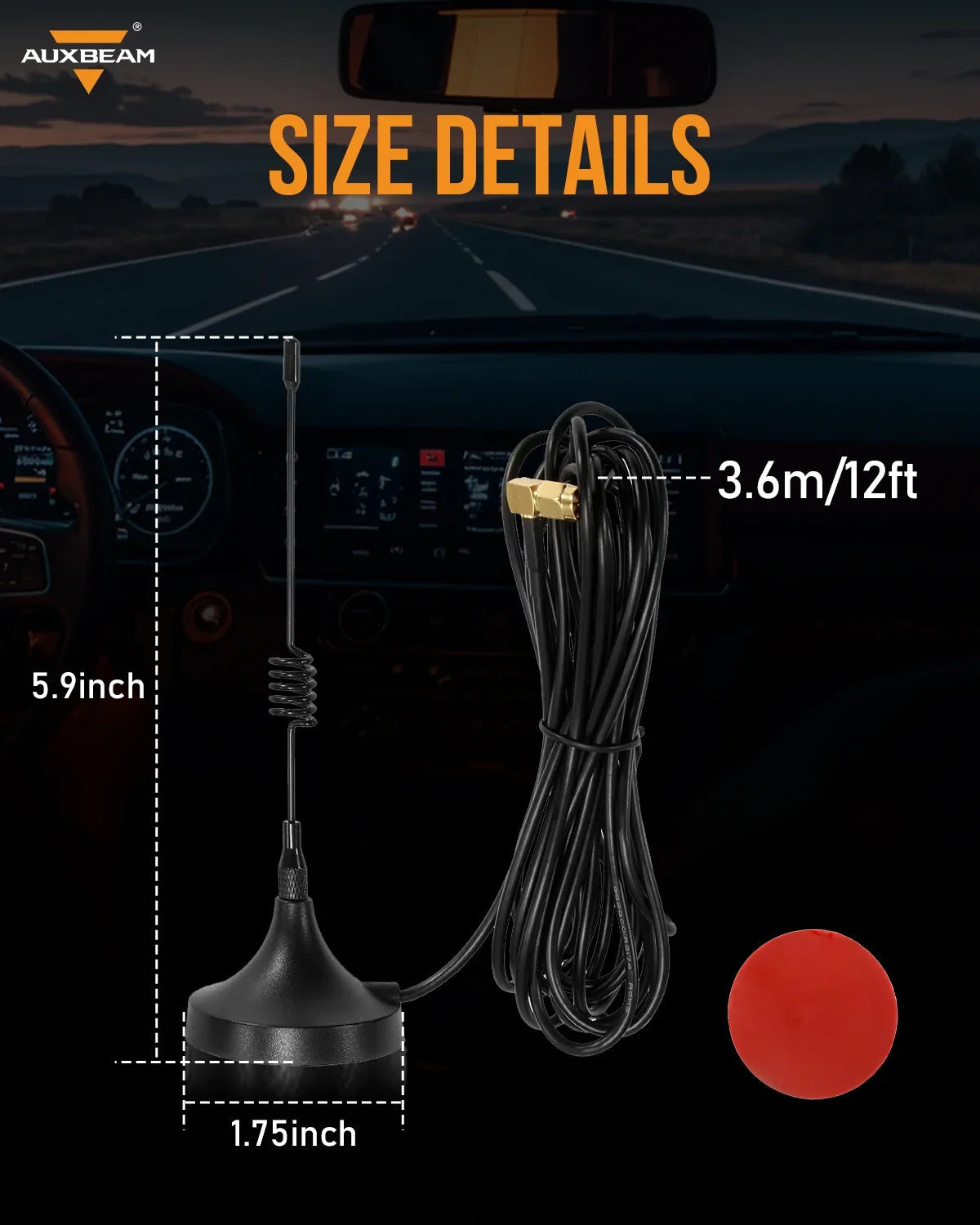 Auxbeam 3.6m/12ft Antenna